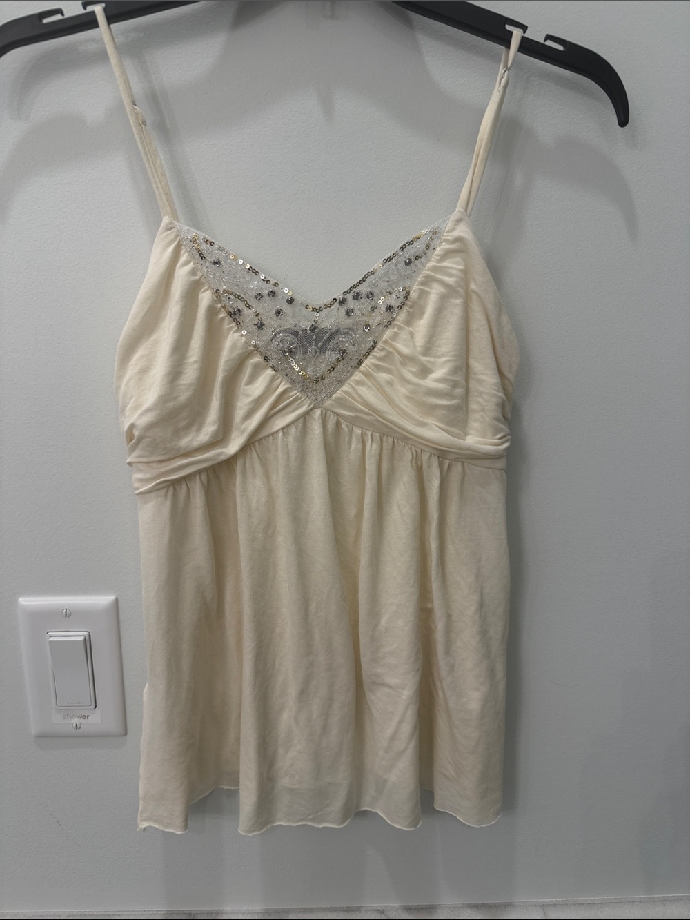 BCBG Max Azria Cream Spaghetti Strap Women's Top Size SMALL